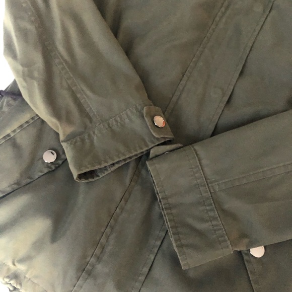 M&S Marks and Spencer military green rain hooded parka - Picture 9 of 10